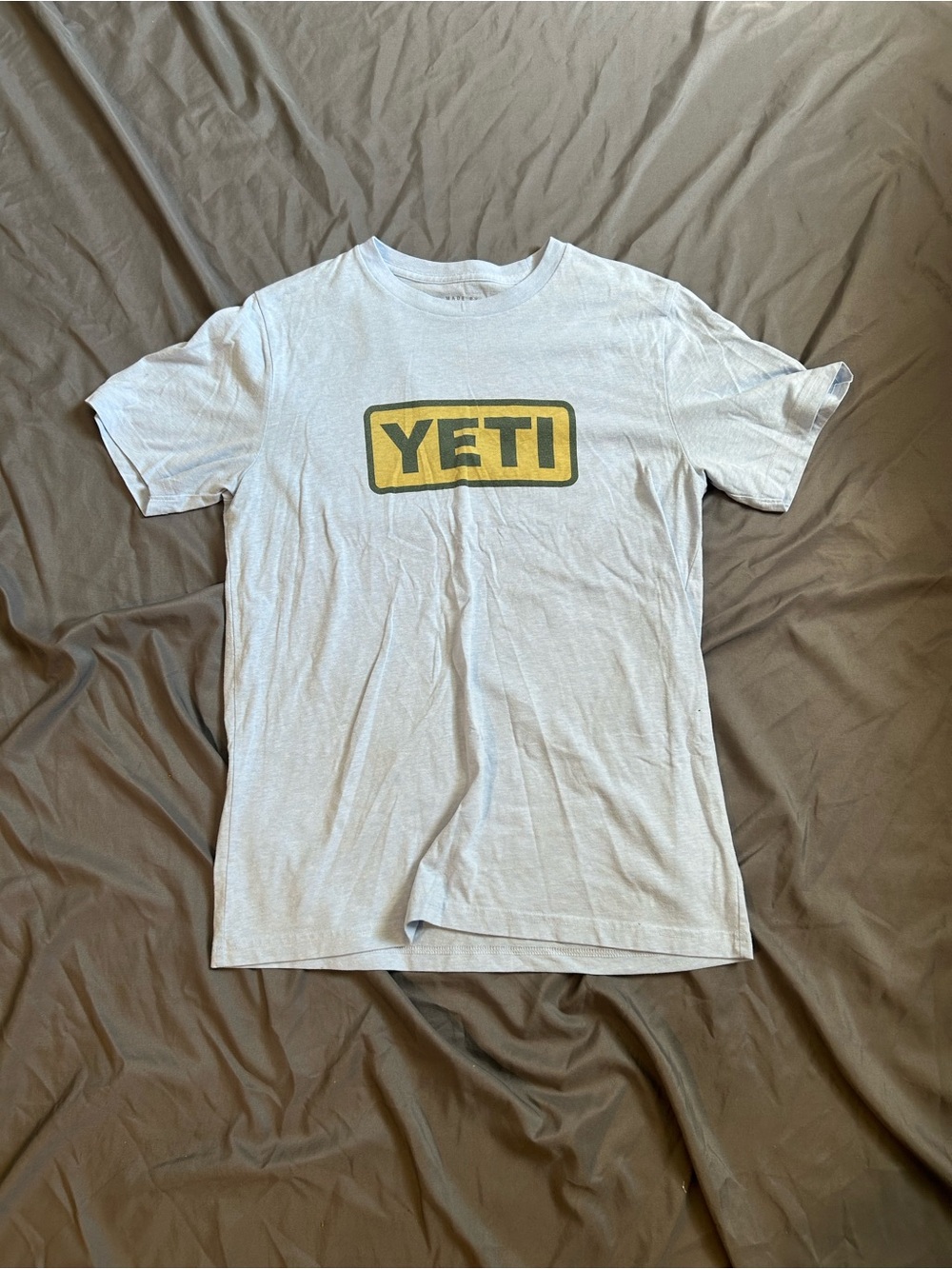 Yeti Light blue Tee with Yellow Logo